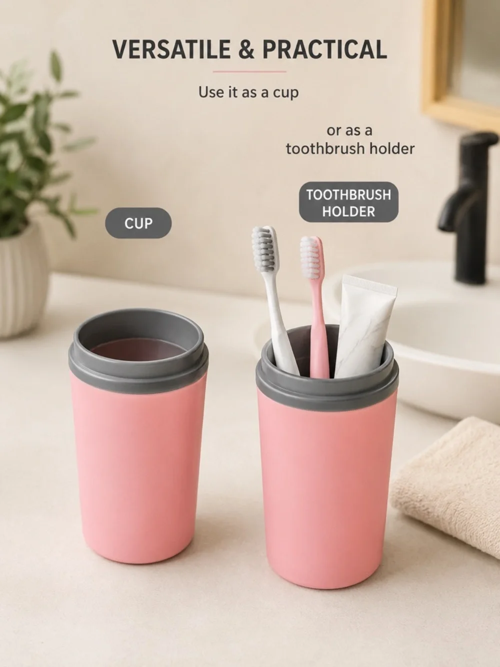 Pink Travel Toothbrush Holder